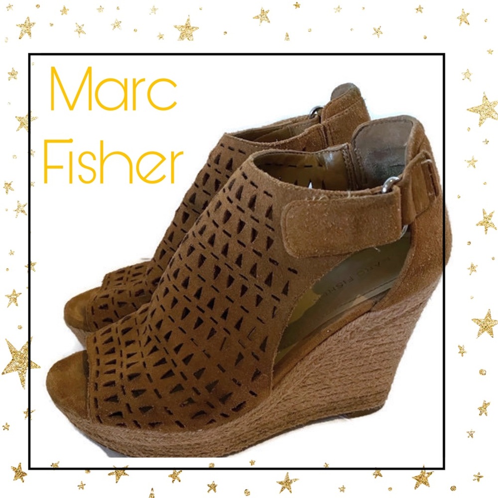 Marc Fisher Tan Suede Platform Wedges 8 8M
